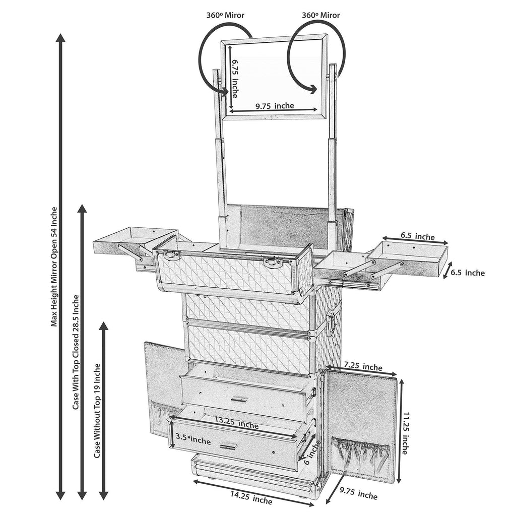 Gold Rolling Train Case Trolley Case B572286