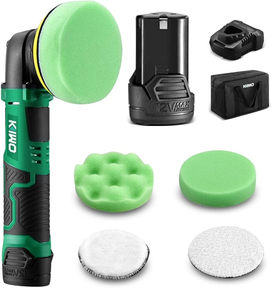 12V 3" Cordless Car Buffer Polisher Kit with 2.0Ah Battery and 4 Polishing Pads P971682