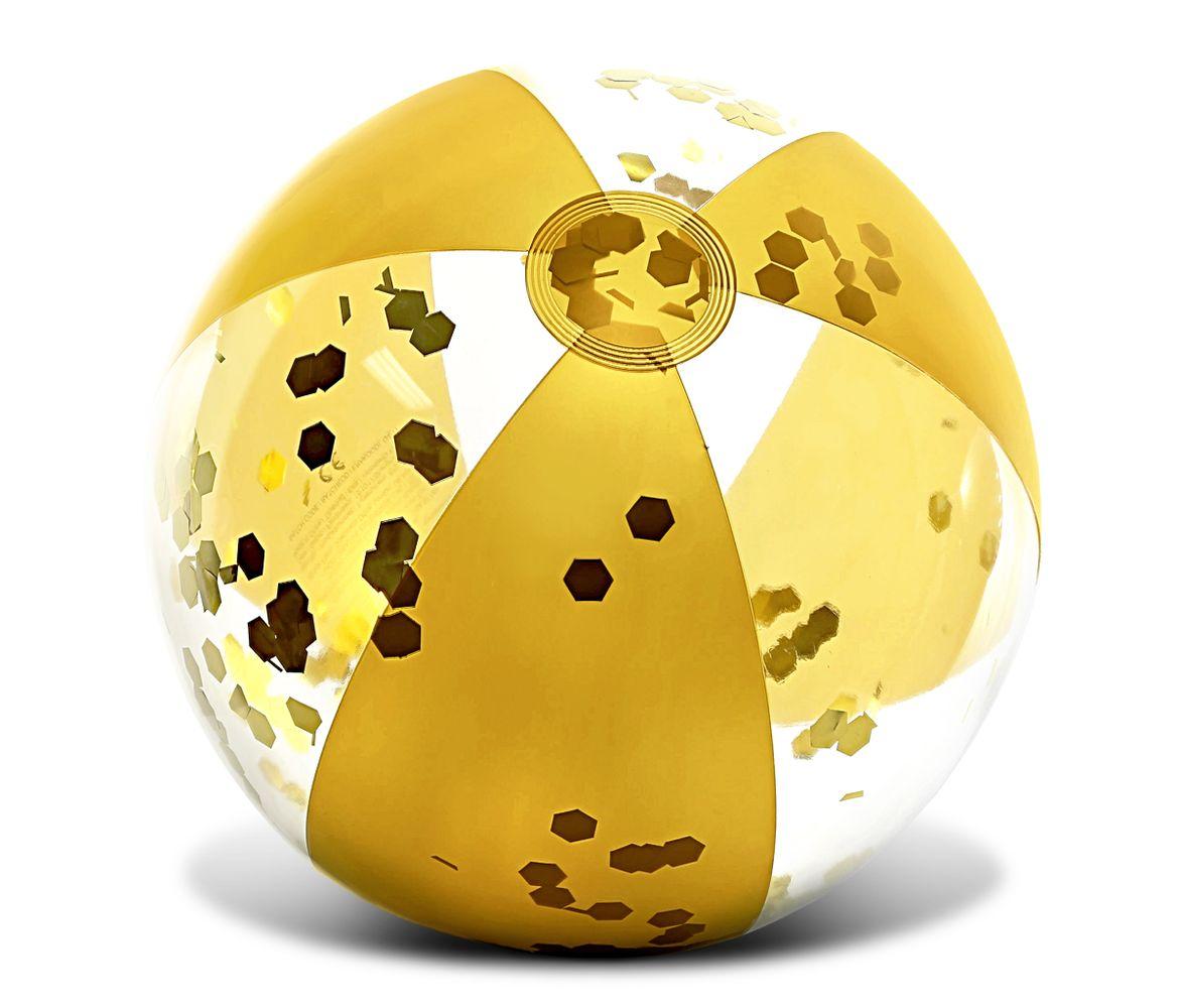 Inflatable Beach Balls Gold and Rose Gold Confetti 16 Inch Vinyl Pool Toy (2 Items) Y969