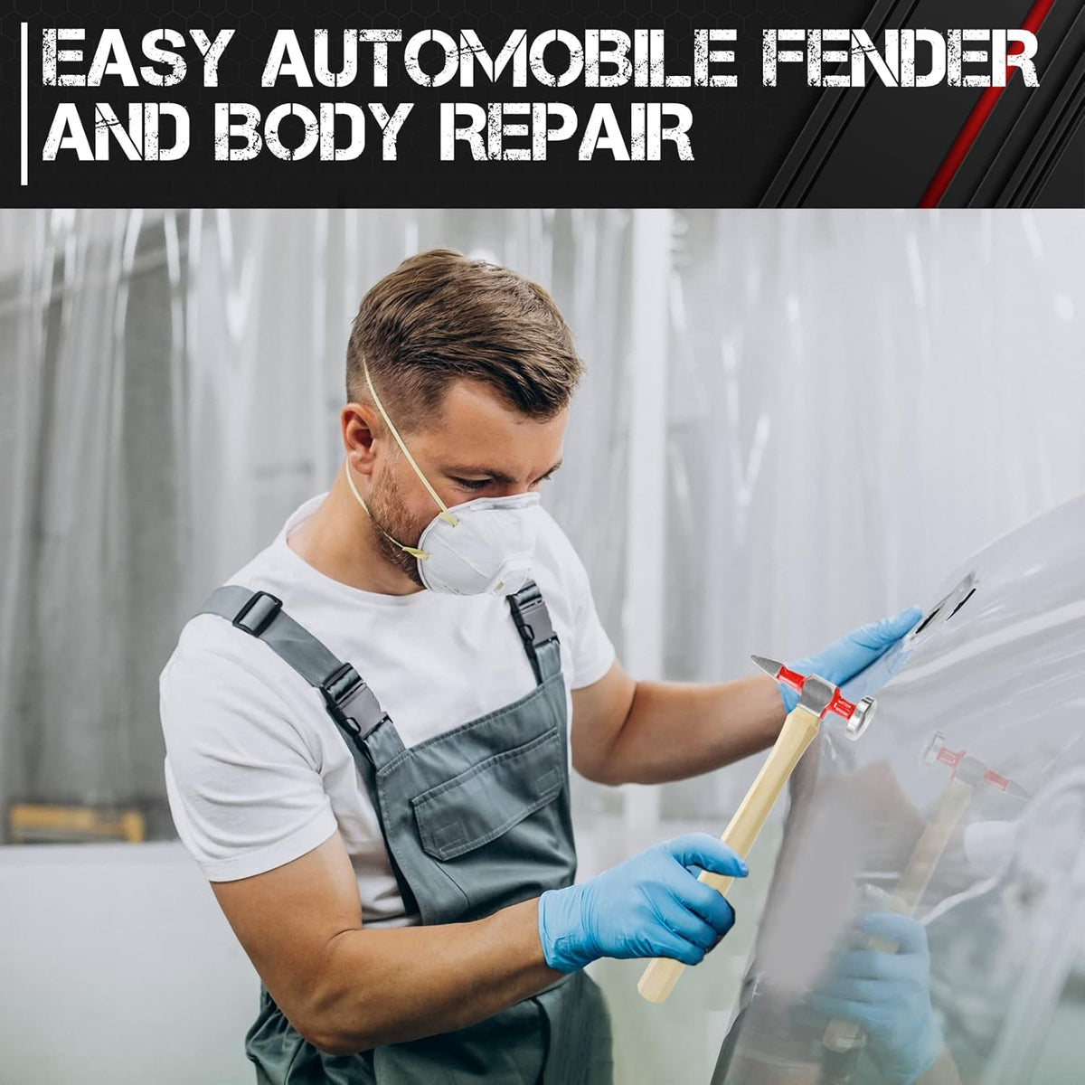 7-Piece Auto Body Repair Kit with Carbon Steel Hammer Heads and Dollies A86478