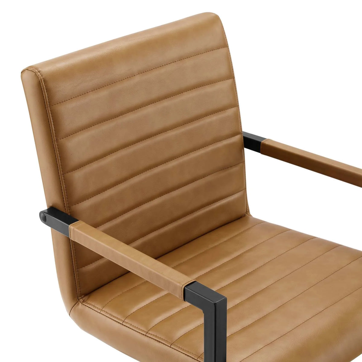 Tan Vegan Leather Dining Chairs, Set of 2 O813