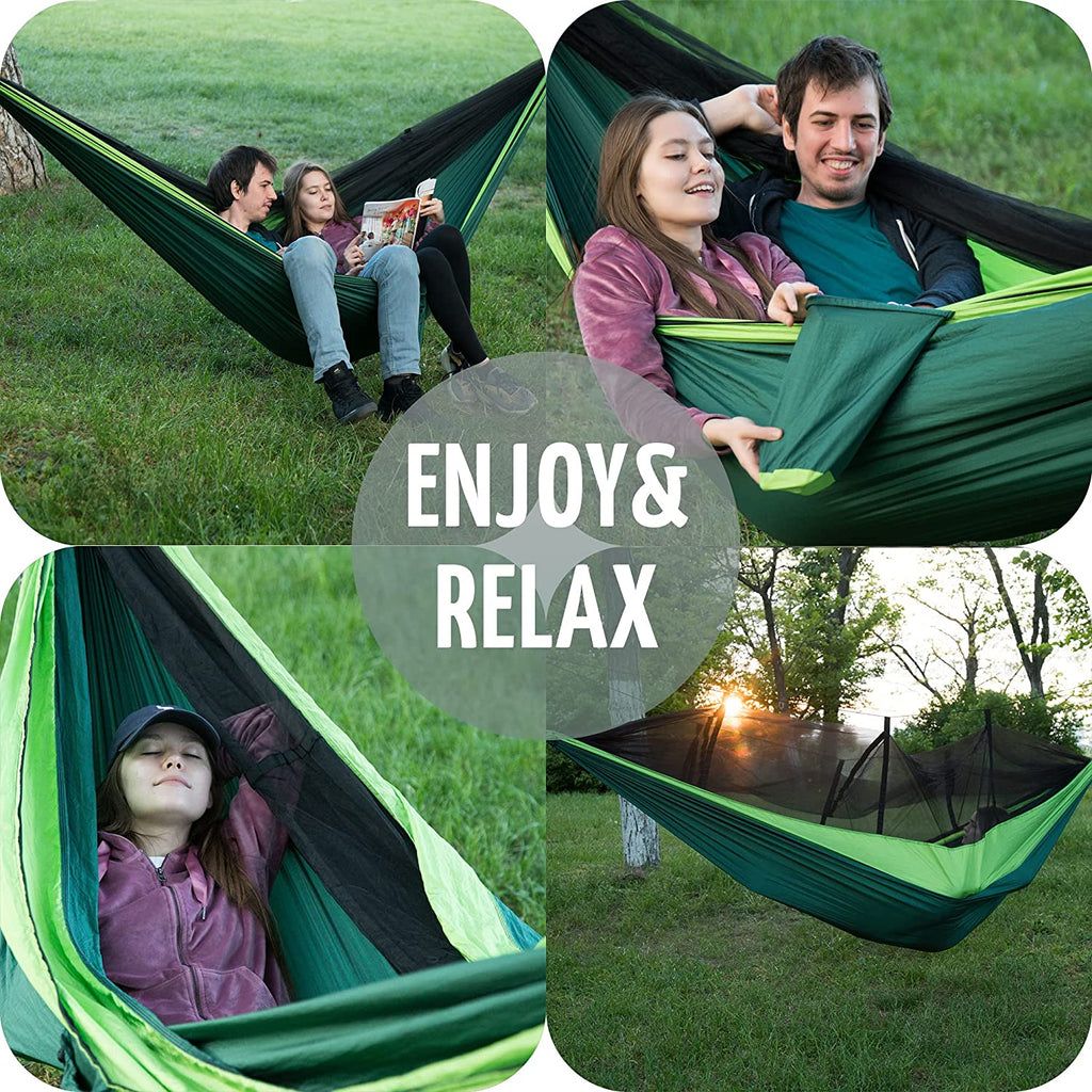 Camping Hammock with Mosquito Net and Tree Straps I96977