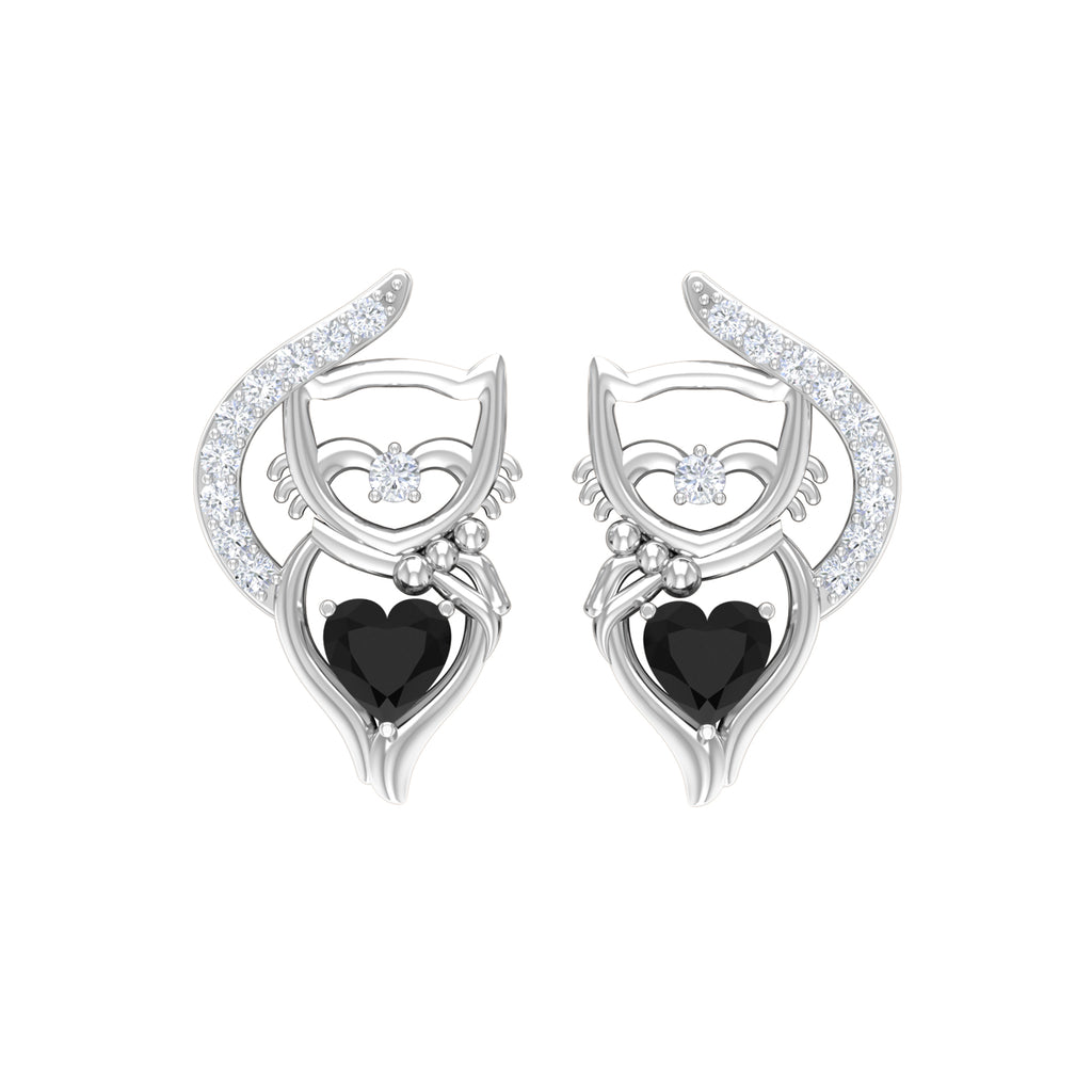 Black Diamond Stud Earrings, 925 Sterling Silver G66417