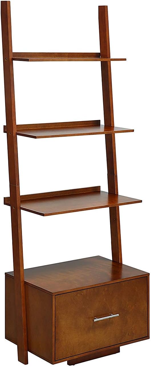 Black Ladder Bookcase with File Drawer G9230