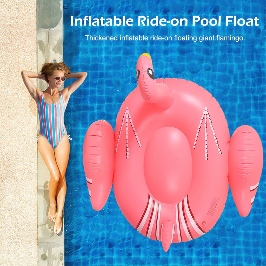 Pink Inflatable Flamingo Swimming Pool Floating Raft H495958