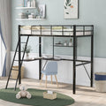 Black Metal Twin Loft Bed with Desk and Shelf E20686