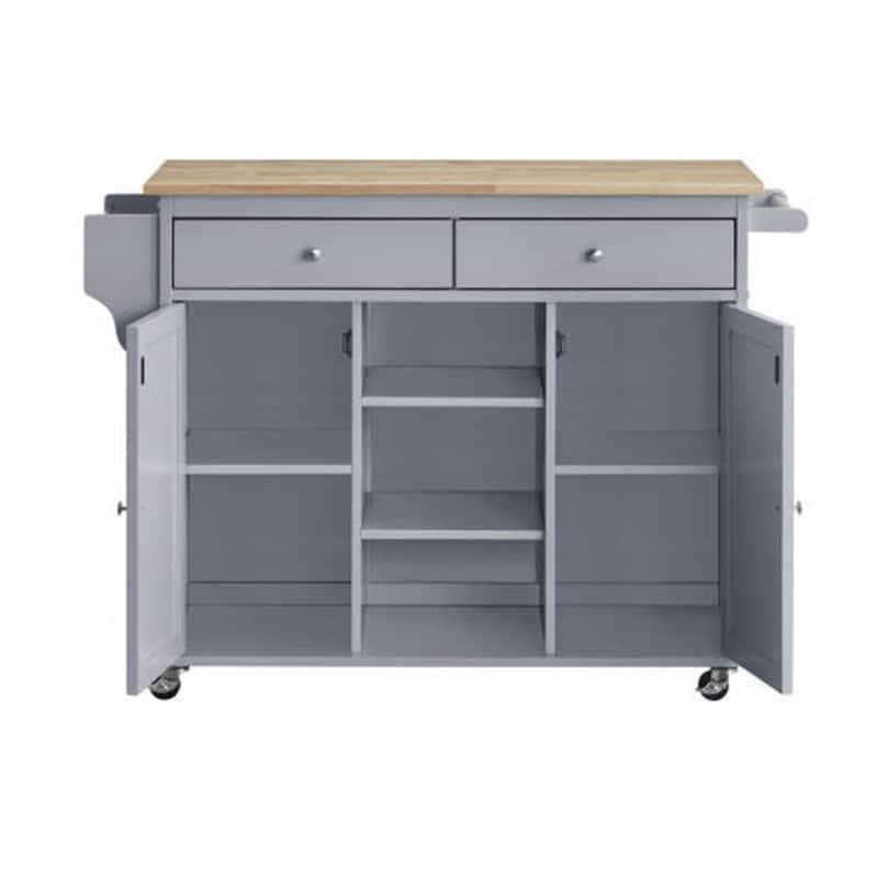 Kitchen Island Storage Cart with Natural Finish Top X6618
