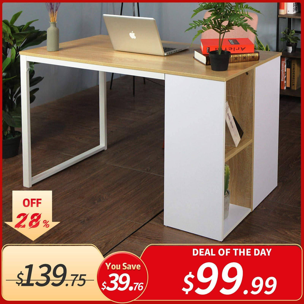 Wood Computer Desk with 5 Side Shelves W86811