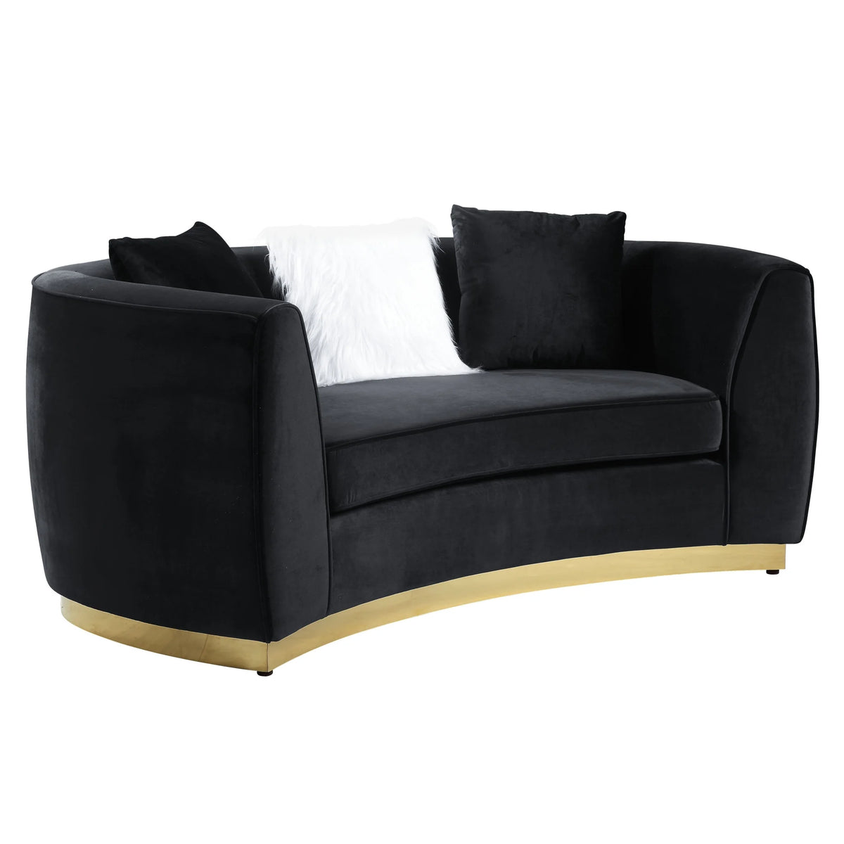Black Velvet Curved Love Seat Sofa C486927