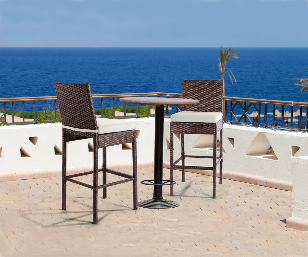 Brown Wicker Counter Height Bar Stools Set of 2 Q8999