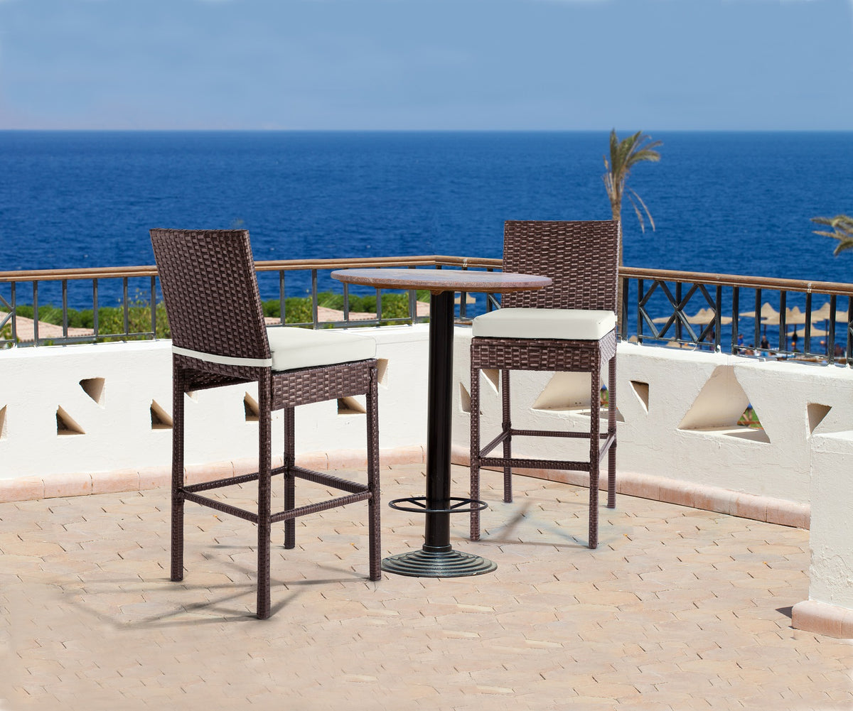 Brown Wicker Counter Height Bar Stools Set of 2 Q8999