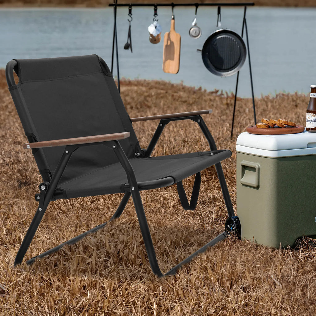 Folding Double Camping Chair with Armrest, 2-Person, Black A57445