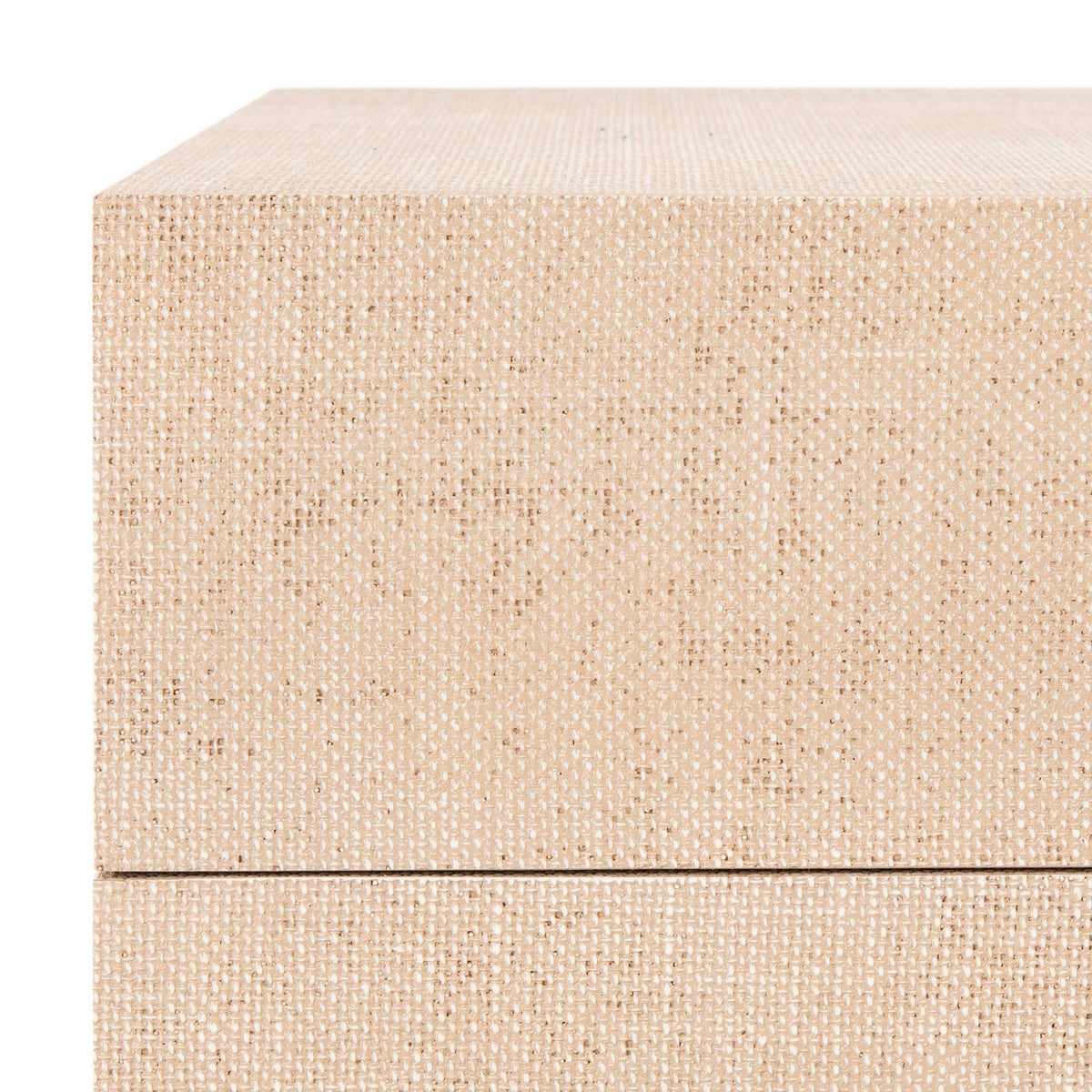 Beige/Silver 2 Drawer Faux Raffia Nightstand H740