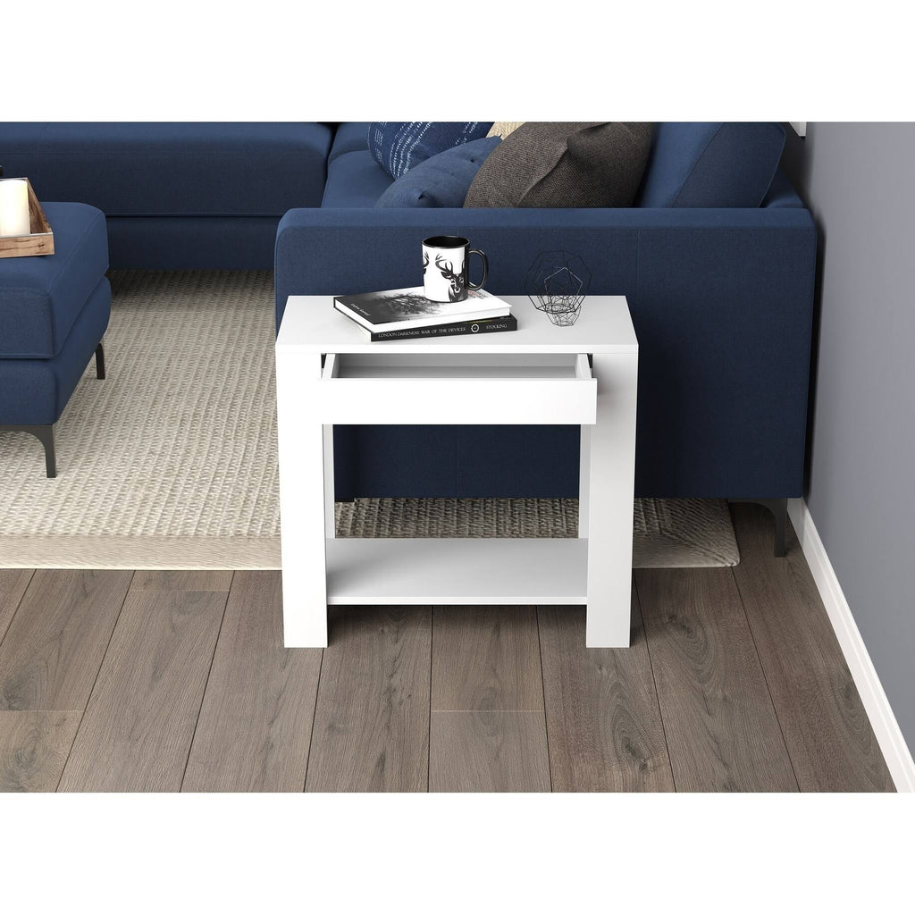 White Accent Table with Drawer Y11689
