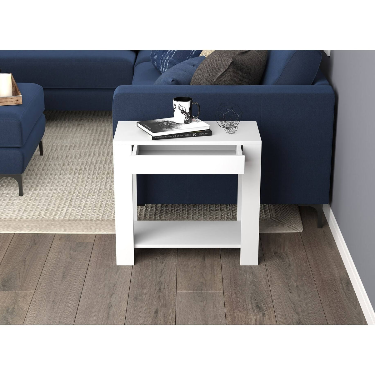 White Accent Table with Drawer Y11689