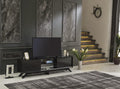 Black 67 inch TV Stand with 2 Sliding Door Cabinet and 2 Shelves X9753