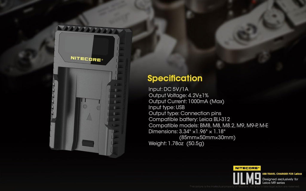 USB Camera Charger for Leica BLI-312 Batteries F446105