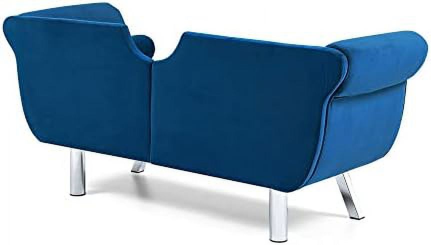Velvet Loveseat with 2 Pillows, Nailhead Trim, Metal Legs, Removable Cushions U23616