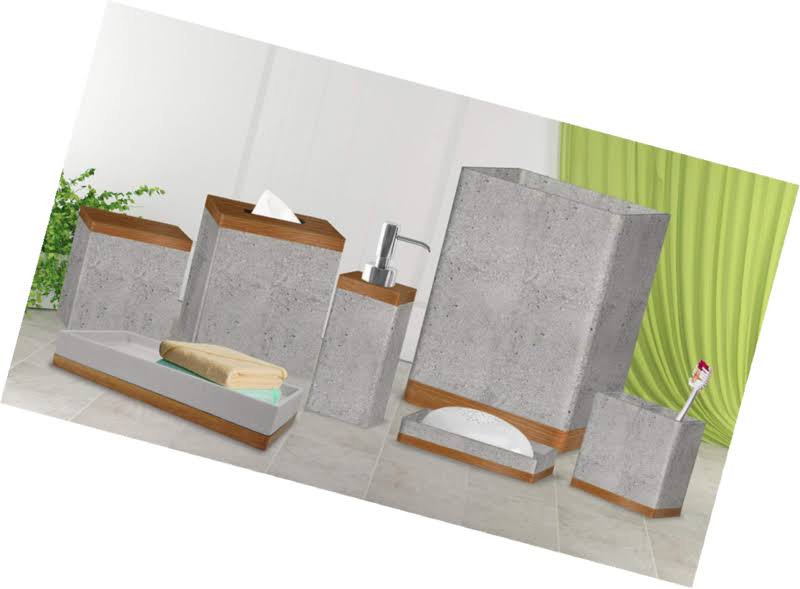 Grey Concrete 7pc Bath Set G4646