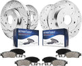 Front & Rear Drilled Rotors + Brake Pads 10pc Set F1851