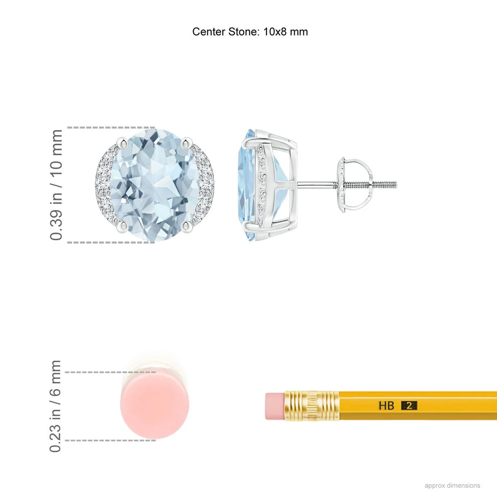 14K White Gold Aquamarine Diamond Solitaire Stud Earrings K594375