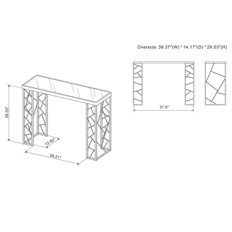 Metal Console Table in Black and Chrome M5789