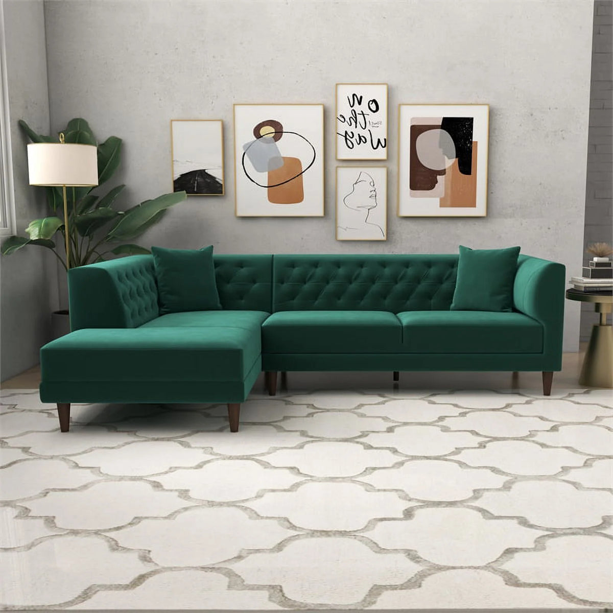 Green Velvet Corner Sectional Sofa S866103