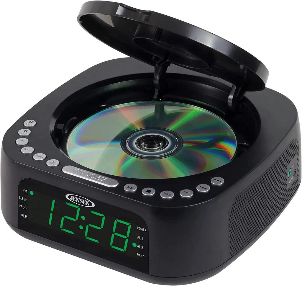 CD Player Tabletop Stereo Dual Alarm Clock Digital FM Radio N77038