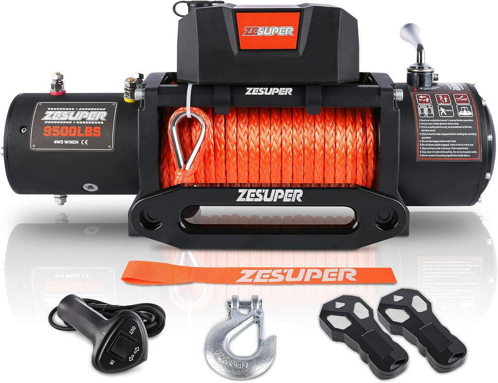 12V 13000-lb Load Capacity Electric Truck Winch Kit Synthetic Rope Waterproof Off Road Winch V958419