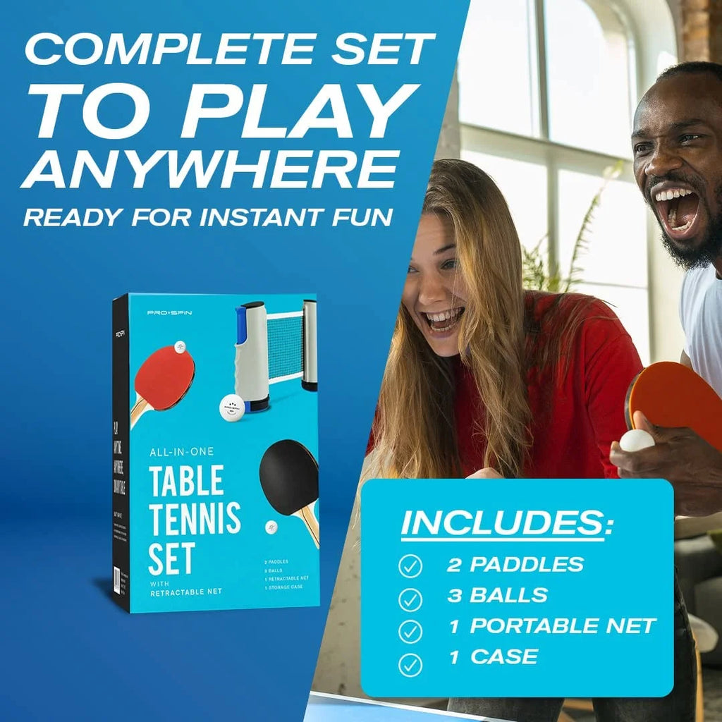 Portable Ping Pong Set with Retractable Net, Paddles W168
