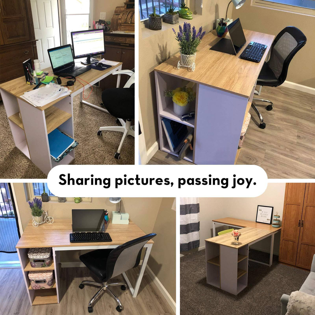 Wood Computer Desk with 5 Side Shelves W86811