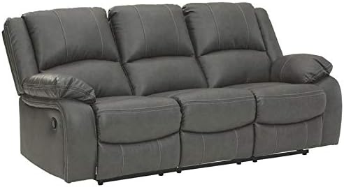 Black Faux Leather Double Reclining Loveseat with Storage Console L54326