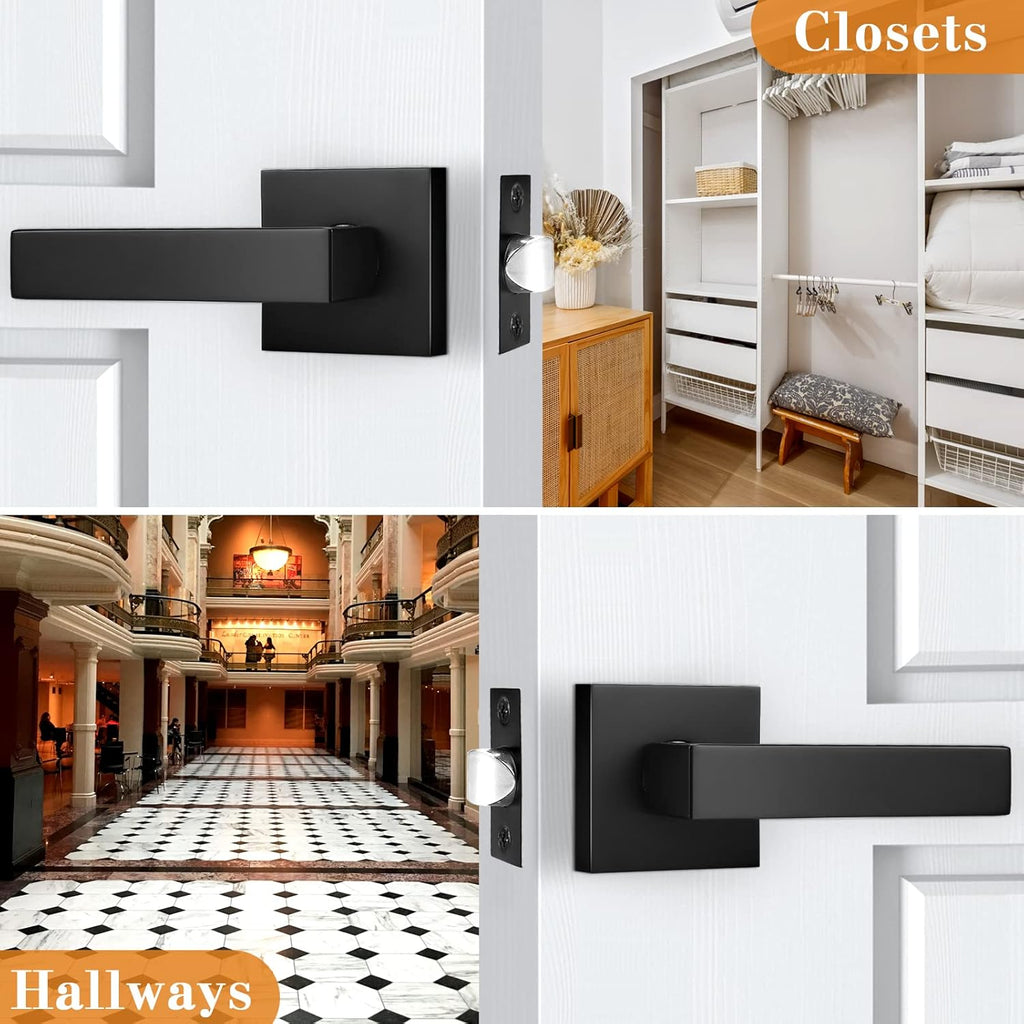 Matte Black Square Heavy Duty Passage Door Levers K514981