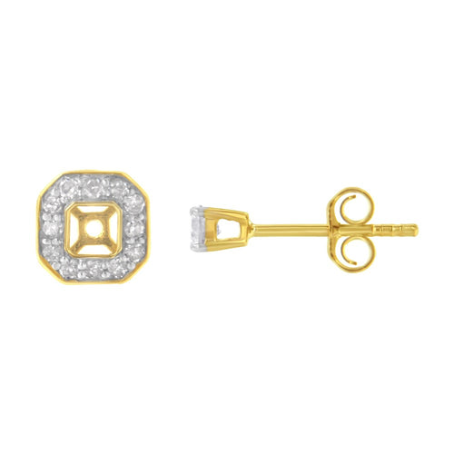 10K Yellow Gold Plated Sterling Silver 1/2ct TDW Diamond Square Stud Earrings Y7180