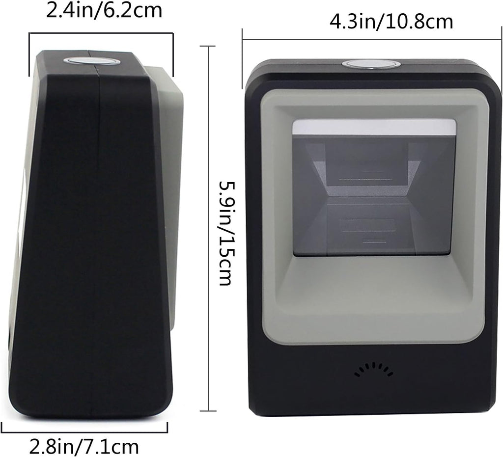 2D QR Barcode Scanner, Omnidirectional Hands-Free USB Automatic Barcode Reader W180