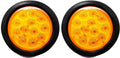 4" Inch White Red Amber 12 LED Round Trailer Light Kit with 3 wire Pigtail Plug & Grommet, Pack of 2 H439622