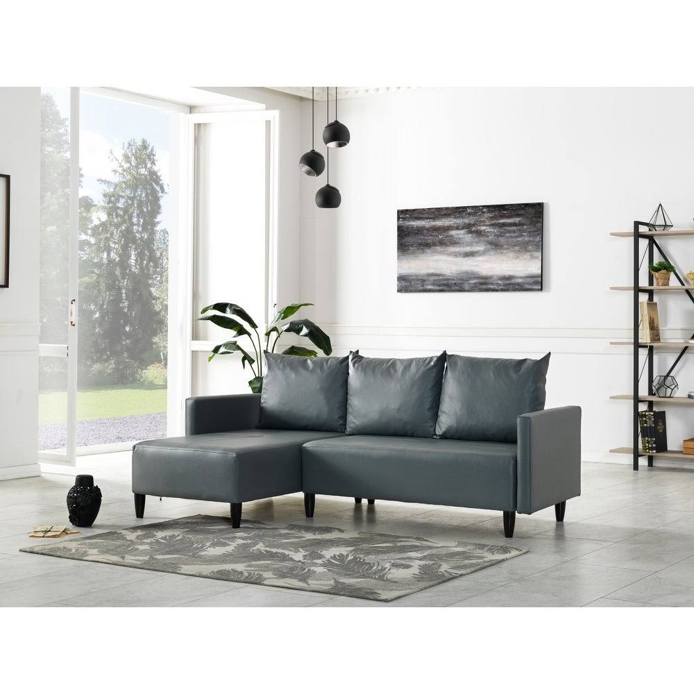 Contemporary Faux Leather Reversible Sectional S4715