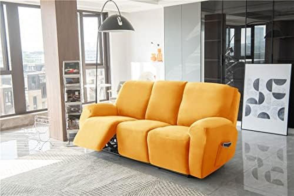 Velvet Recliner Sofa Slipcover 8 Pieces with Side Pocket C251490