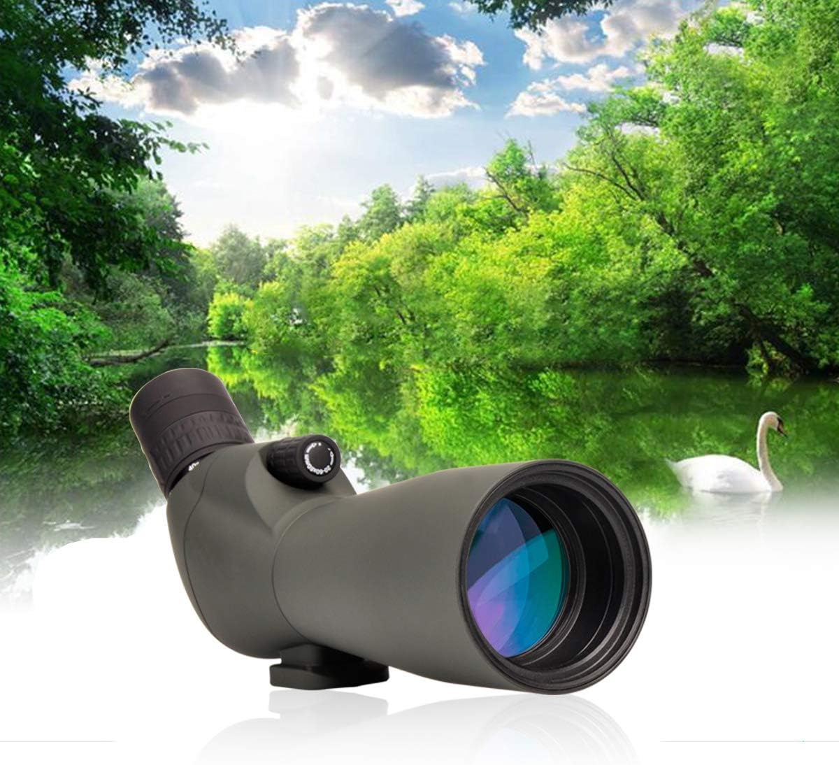 20-60x60 HD Spotting Scope BAK4 45 Degree Angled Eyepiece Telescope with Tripod, Carrying Bag H3298