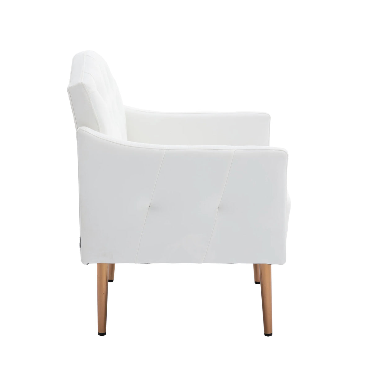 White PU Leather Accent Chair with Golden Metal Legs U15430
