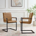 Tan Vegan Leather Dining Chairs, Set of 2 O813