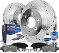 325mm Rear Drilled Slotted Rotors Brake Pads 6pc Set G555