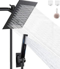 Black 8'' Rainfall Stainless Steel Shower Head with Handheld Combo, 78'' Hose, Pack of 2 N902