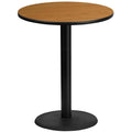 Round Natural Laminate Table Top with Round Bar Height Table Base Y84744