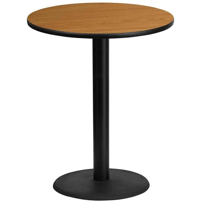 Round Natural Laminate Table Top with Round Bar Height Table Base Y84744