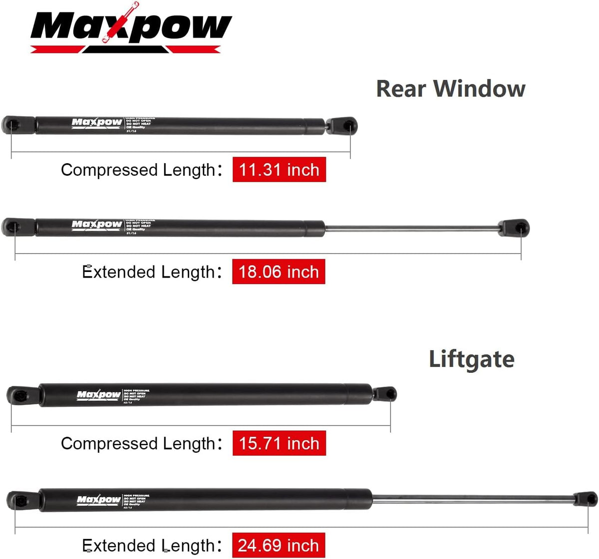 Glass Lift Supports Struts Pack of 2 F49235