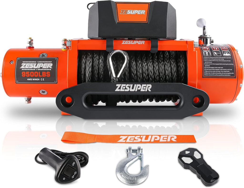12V 13000-lb Load Capacity Electric Truck Winch Kit Synthetic Rope Waterproof Off Road Winch V958419