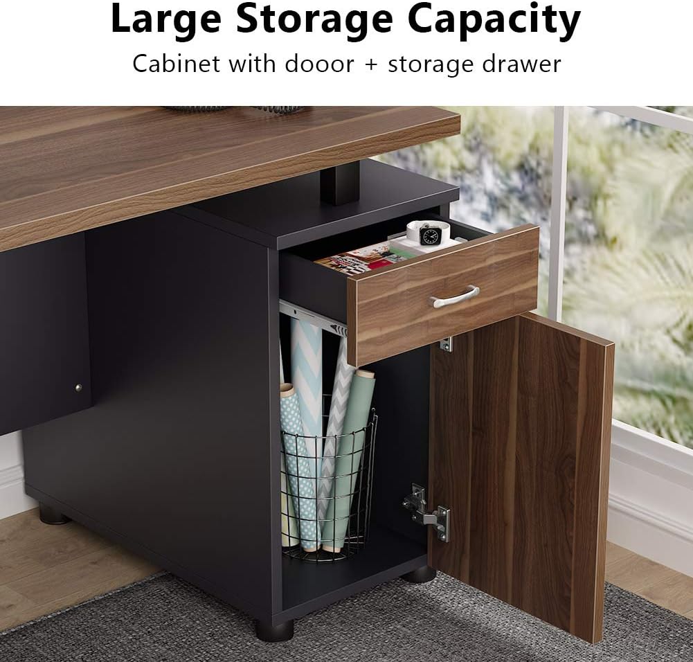 47 inch Computer Desk with Storage Drawer and Cabinet L4854