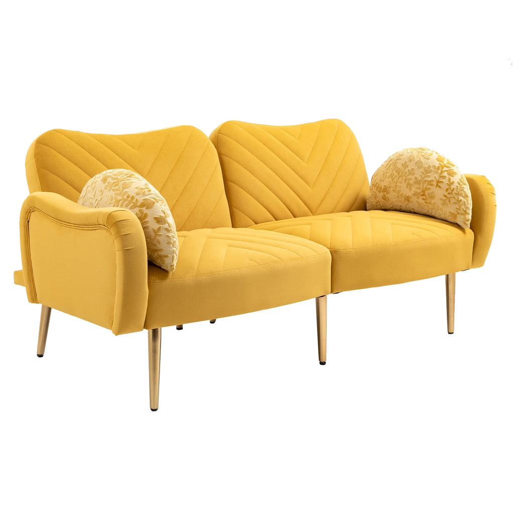 Velvet Love Seats Sofa with 2 Bolster Pillows Z346388