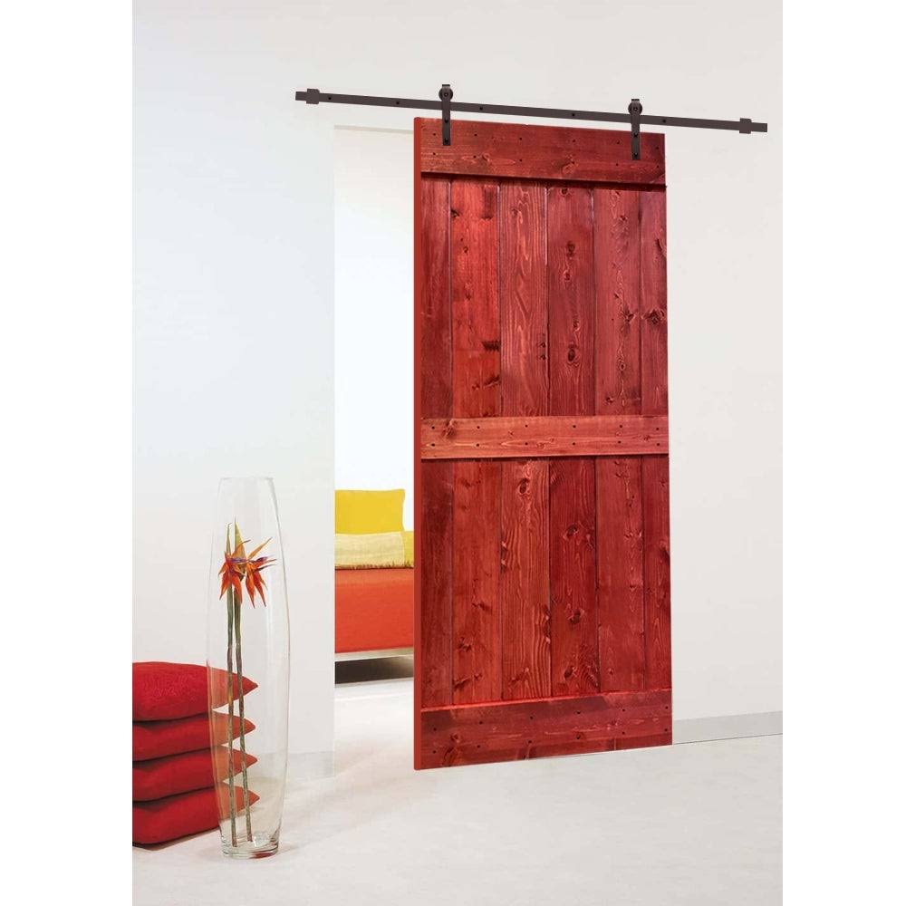 Charcoal Black Stained Wood Interior Sliding Barn Door with Hardware Kit A1516